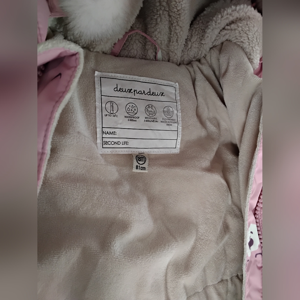 Deux par Deux Pink and Cream Baby Snowsuit - Picture 5 of 8